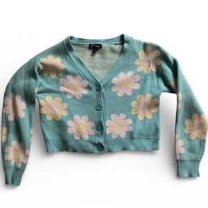 Art Class Floral Cardigan Sweater Knit Button Up Size 7/8 Girls